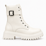 Women's White Leather Boots