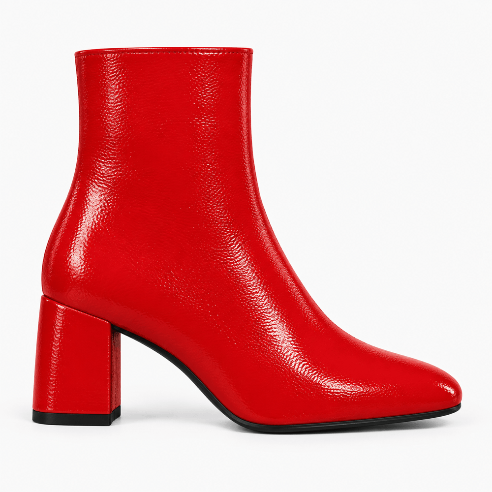Women's Red Leather Ankle Boots