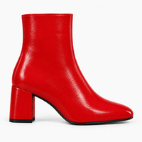 Women's Red Leather Ankle Boots