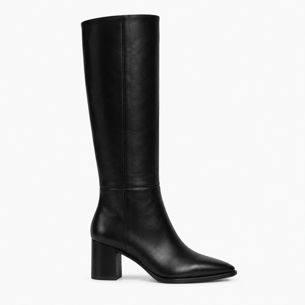 Women's Tall Leather Low-Heeled Boots