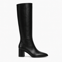 Women's Tall Leather Low-Heeled Boots