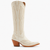 Women's White Leather Western Boots