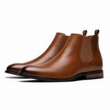 Men's Camel Leather Ankle Boots