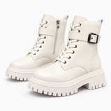 Women's White Leather Boots