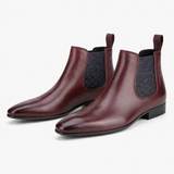 Men's Luxury-Inspired Red Leather Ankle Boots