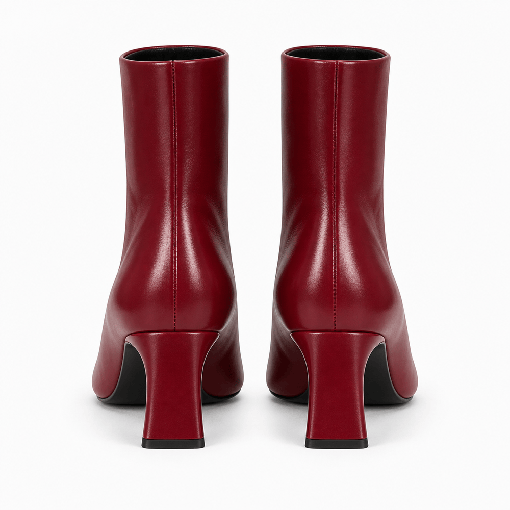 Women's Burgundy Leather Heeled Boots