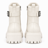 Women's White Leather Boots