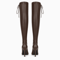 Women's Camel Leather Lace-Up Ankle Boots