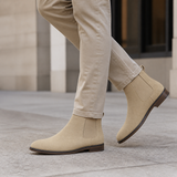 Men's Beige Leather Ankle Boots