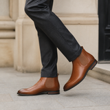 Men's Camel Leather Ankle Boots