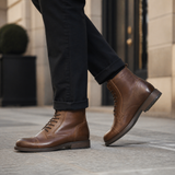 Men's Brown Leather Lace-Up Ankle Boots
