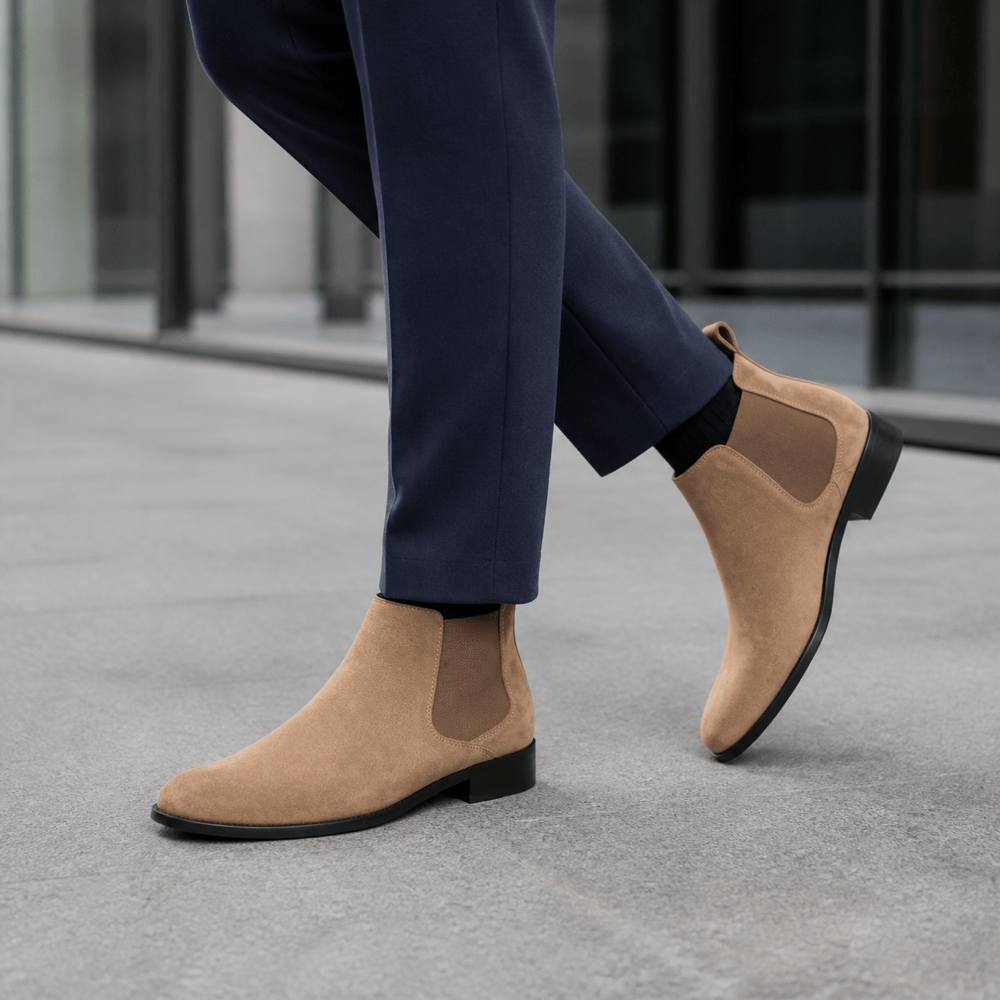 Men's Beige Leather Boots