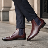 Men's Luxury-Inspired Red Leather Ankle Boots