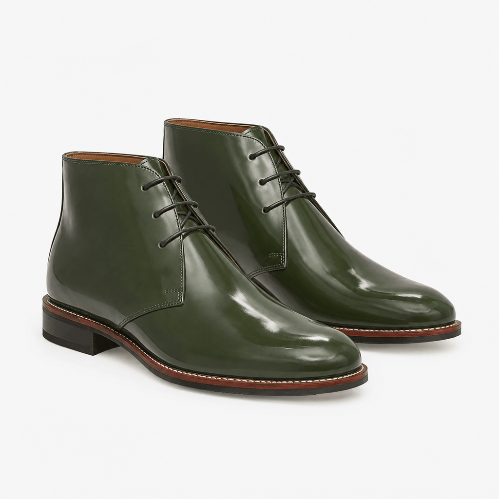 Men's Green Leather Boots