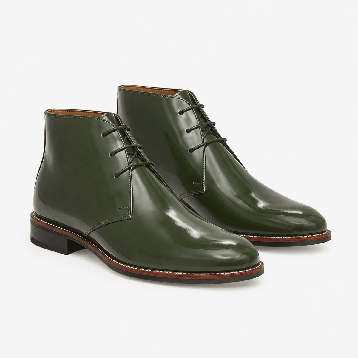 Men's Green Leather Boots