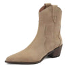 Women's Beige Leather Western Ankle Boots