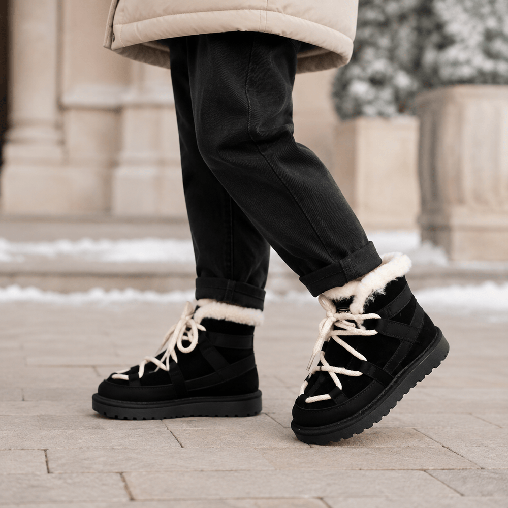 Boys' Winter Lined Leather Ankle Boots
