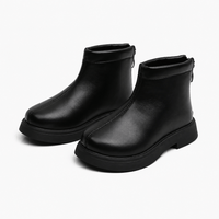 Girls' Black Leather Ankle Boots