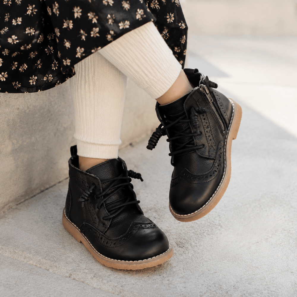 Girls' Black Leather Boots