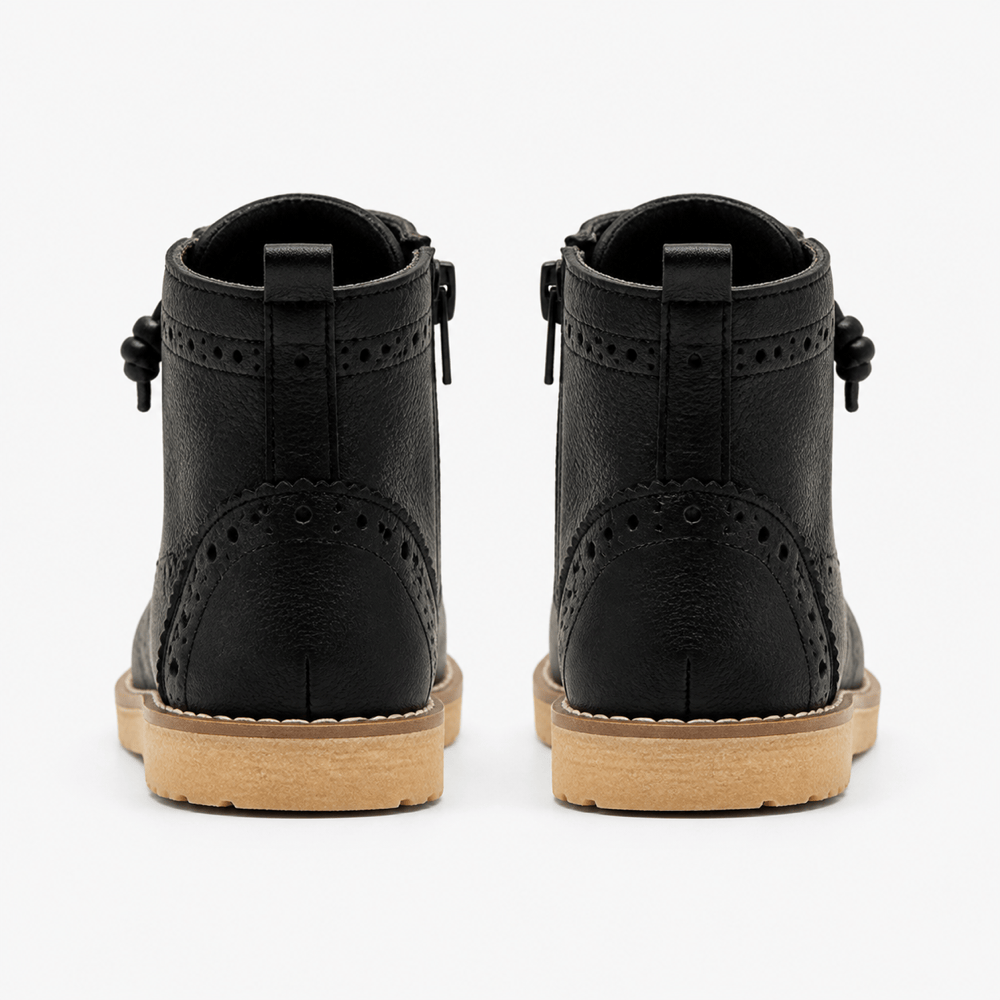Girls' Black Leather Boots