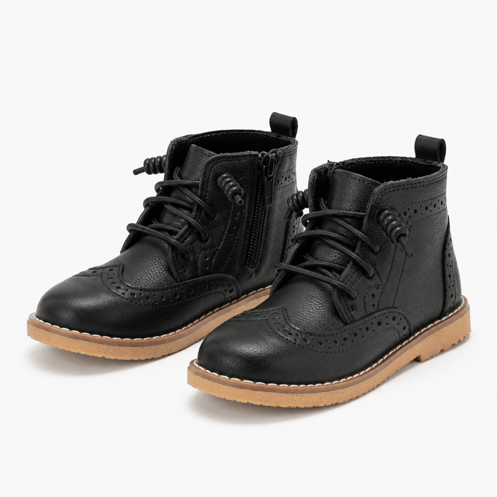 Girls' Black Leather Boots