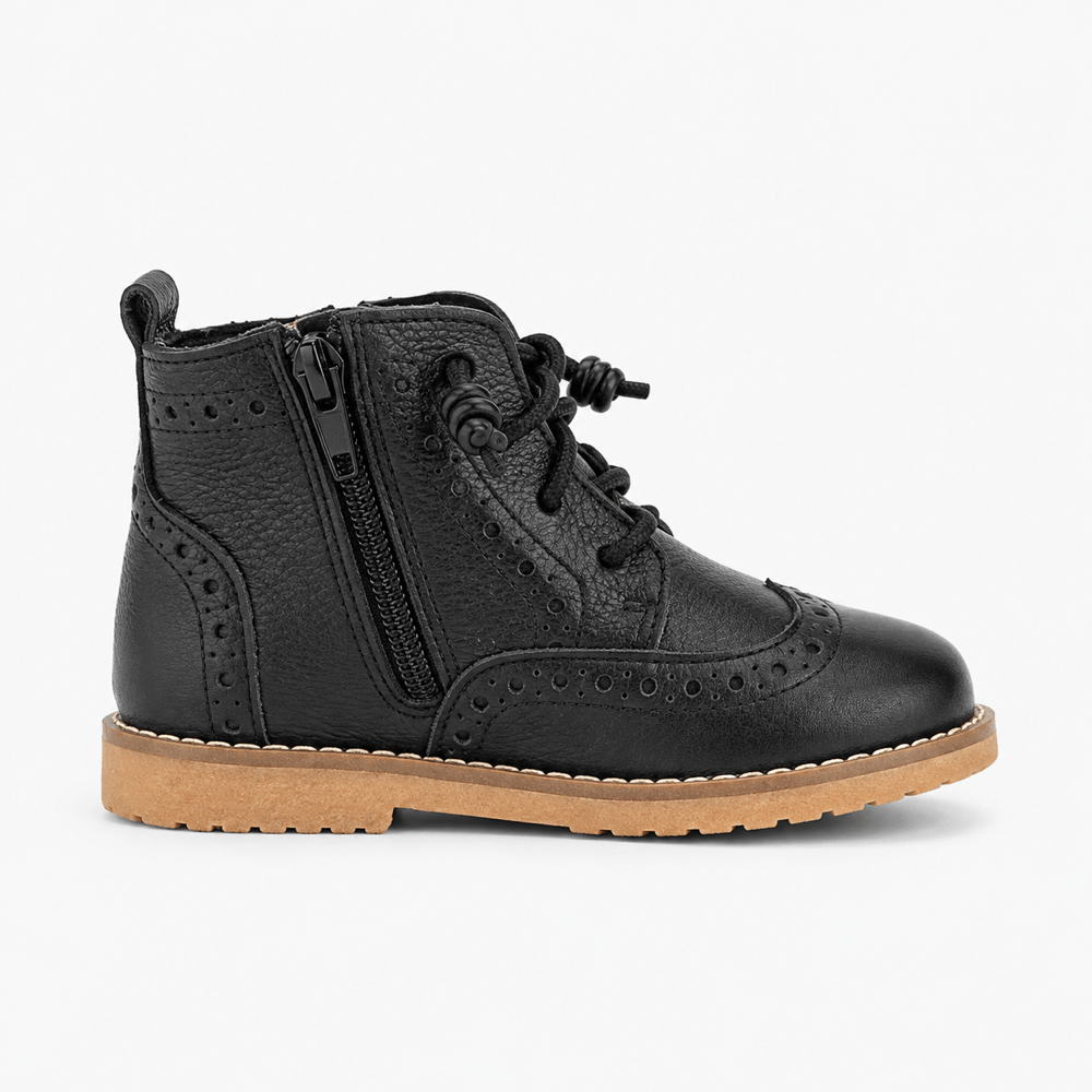 Girls' Black Leather Boots