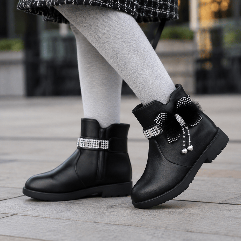 Girls' Winter Leather Ankle Boots