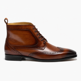 Men's Brown Leather Lace-Up Ankle Boots