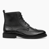 Men's Black Leather Lace-Up Ankle Boots