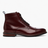 Men's Luxury-Inspired Red Leather Lace-Up Ankle Boots