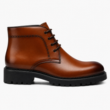 Men's Camel Leather Lace-Up Ankle Boots