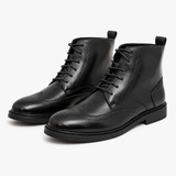 Men's Black Leather Lace-Up Ankle Boots