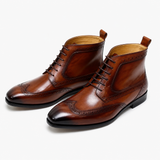 Men's Brown Leather Lace-Up Ankle Boots