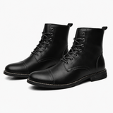 Men's Black Leather Lace-Up Boots