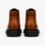 Men's Camel Leather Lace-Up Ankle Boots