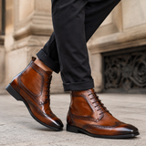 Men's Brown Leather Lace-Up Ankle Boots