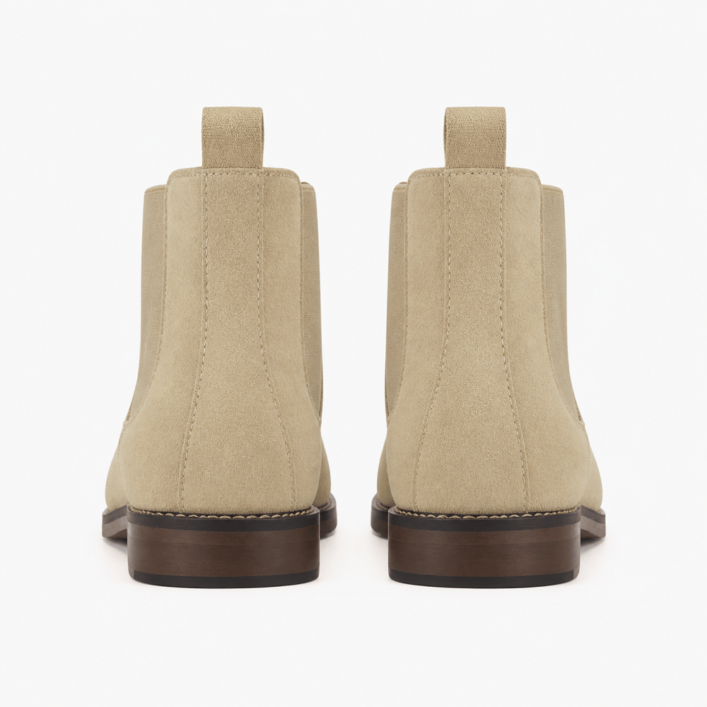 Men's Beige Leather Ankle Boots