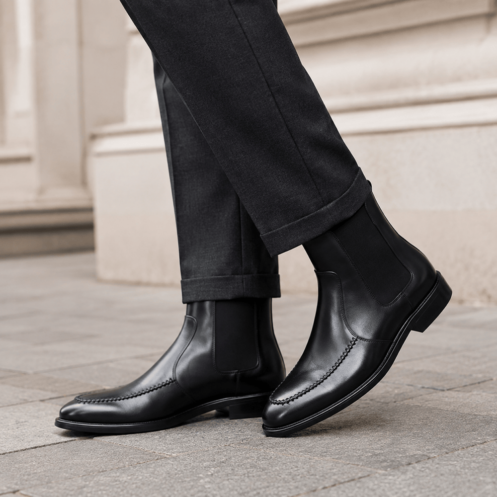 Men's Black Leather Chelsea Boots
