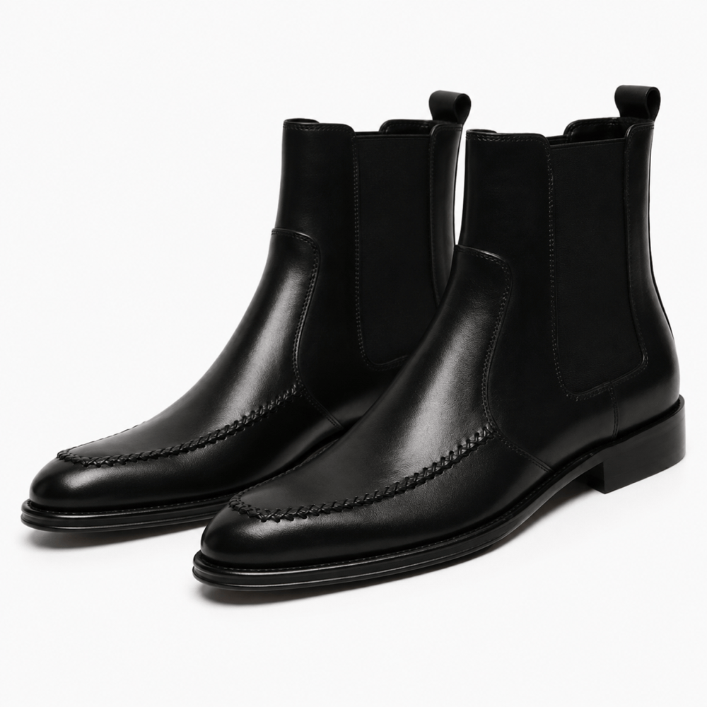 Men's Black Leather Chelsea Boots