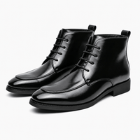 Men's Black Leather Lace-Up Ankle Boots