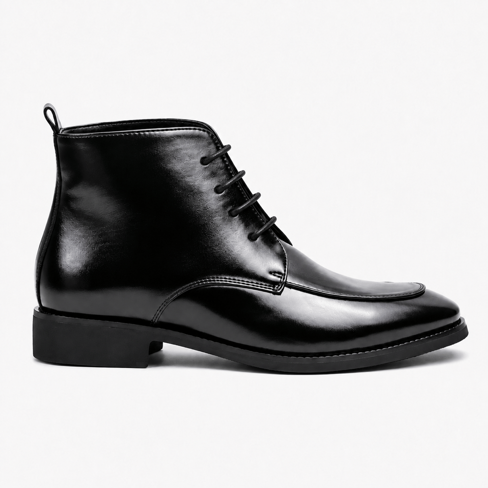 Men's Black Leather Lace-Up Ankle Boots