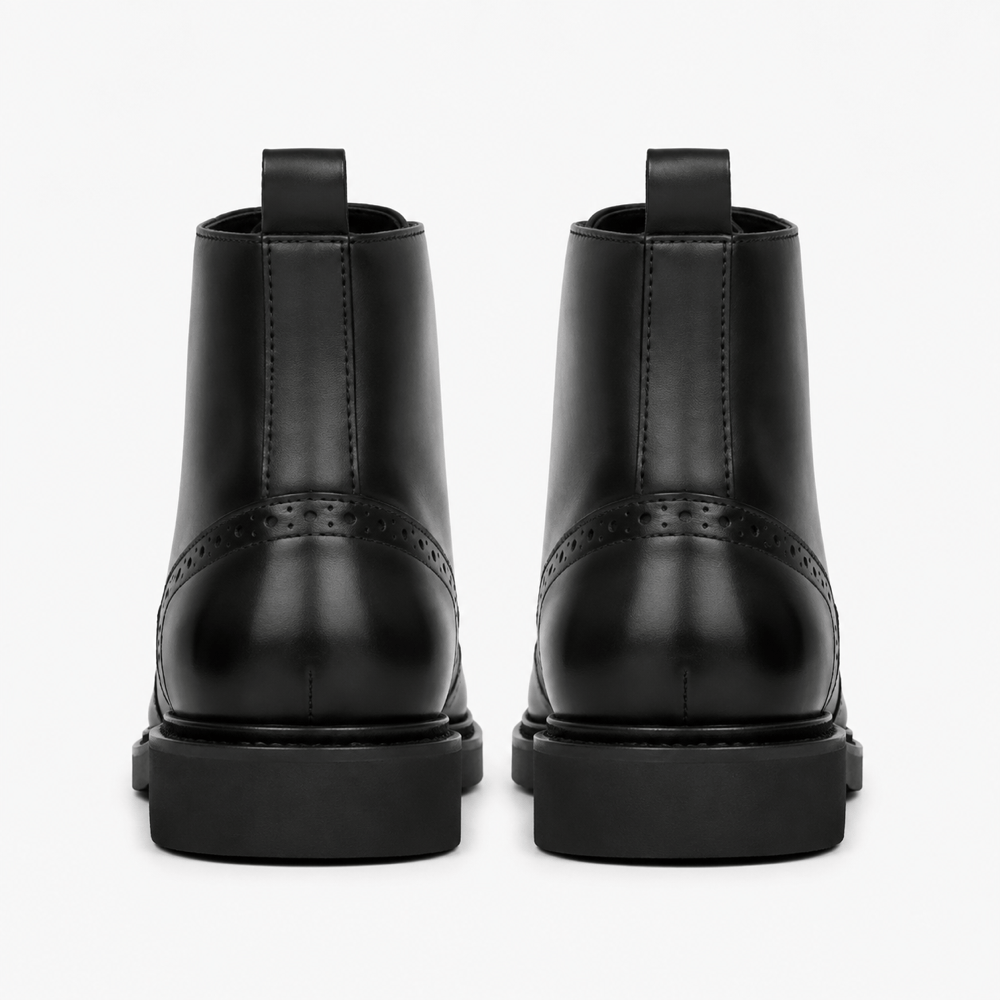 Men's Black Leather Lace-Up Ankle Boots