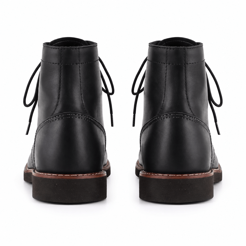 Men's Black Leather Lace-Up Boots
