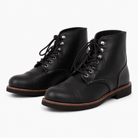 Men's Black Leather Lace-Up Boots