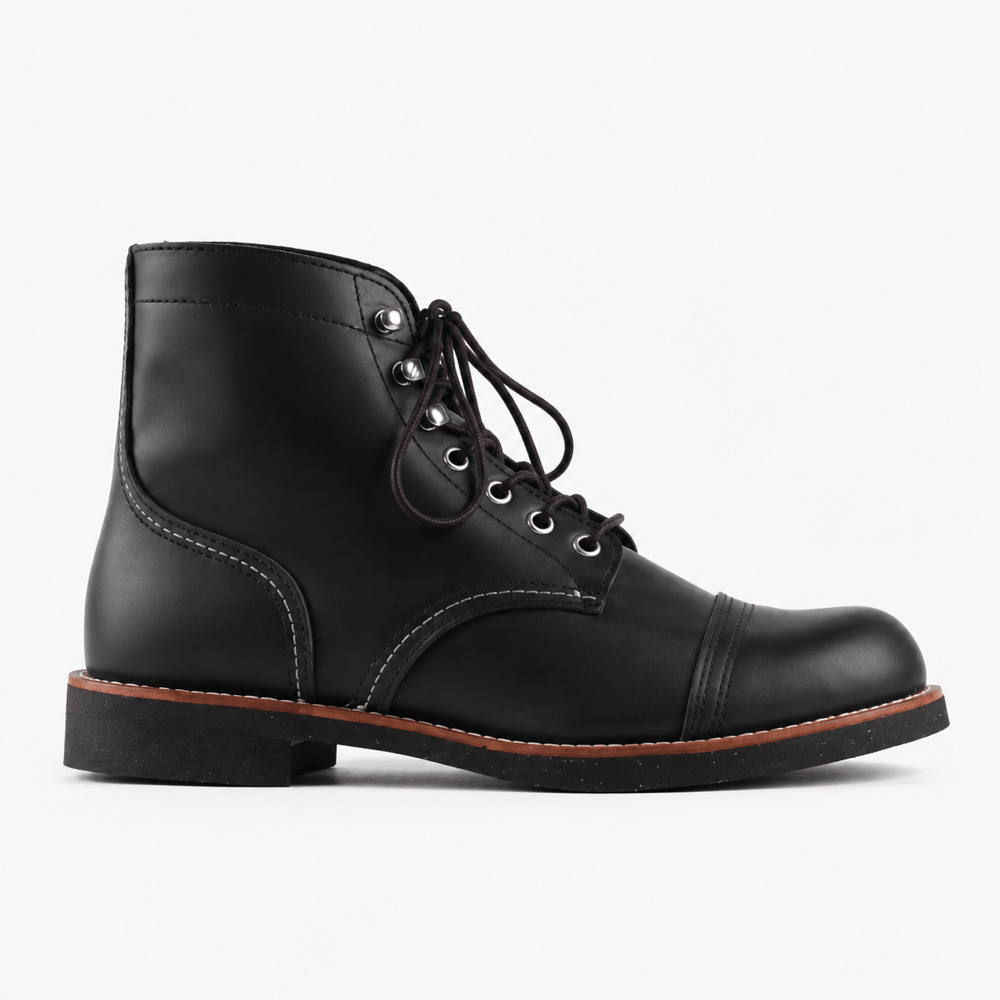 Men's Black Leather Lace-Up Boots