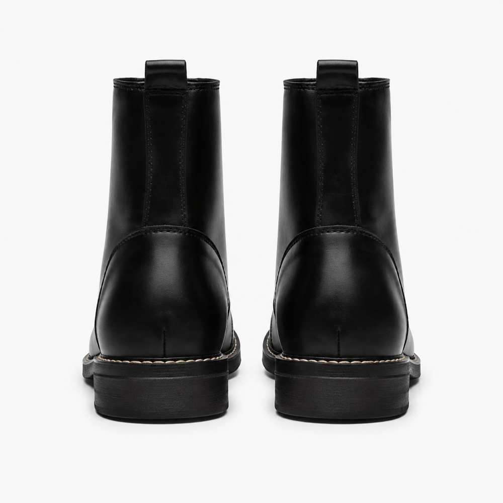 Men's Black Leather Lace-Up Boots