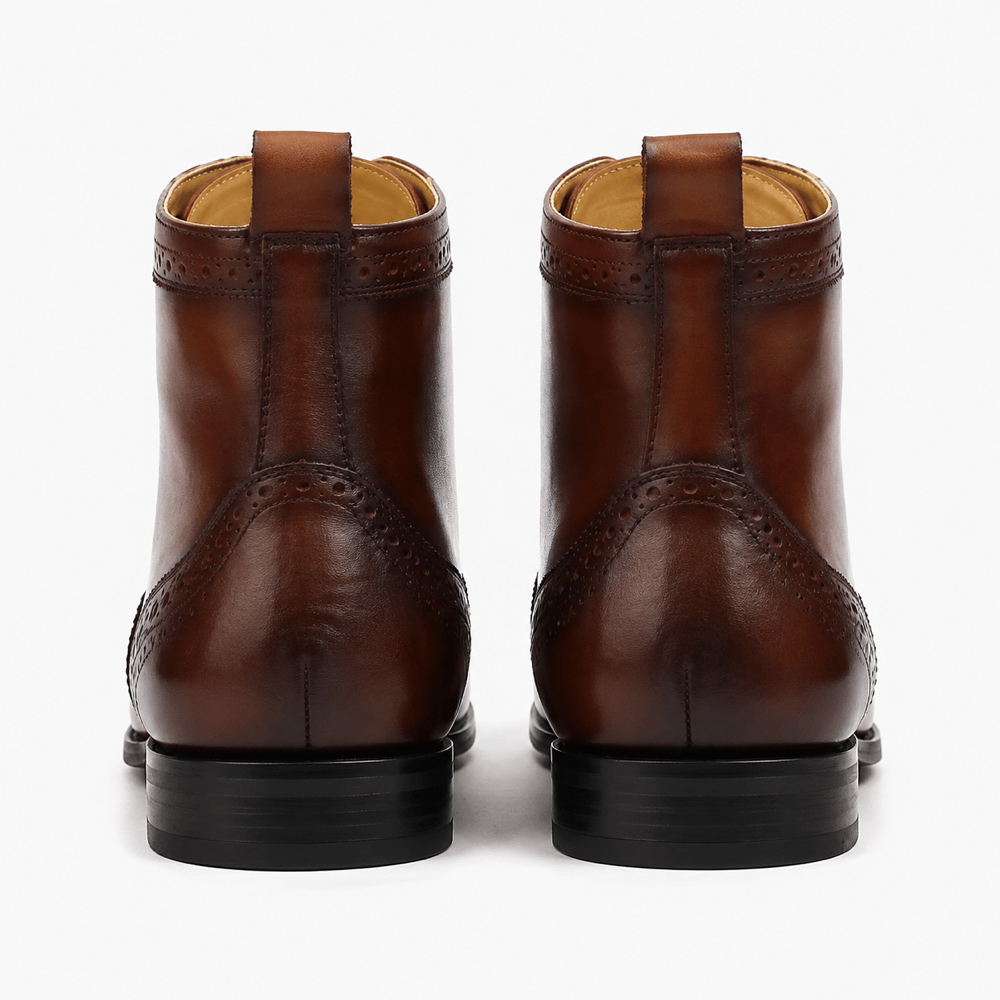 Men's Brown Leather Lace-Up Ankle Boots