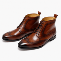Men's Brown Leather Lace-Up Ankle Boots