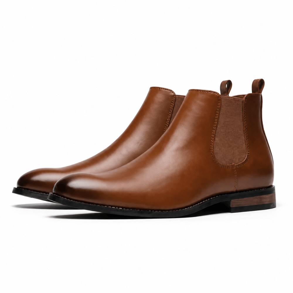 Men's Camel Leather Ankle Boots