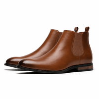 Men's Camel Leather Ankle Boots